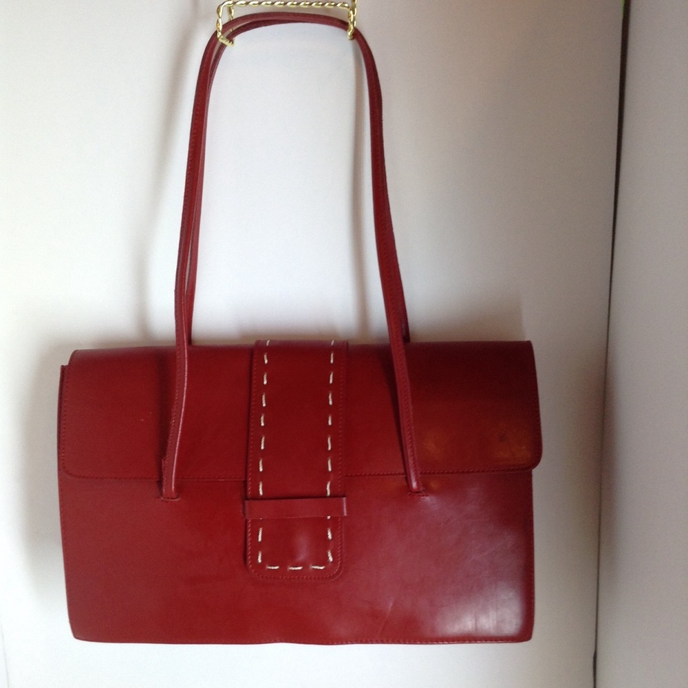 Genuine Red Leather Handbag